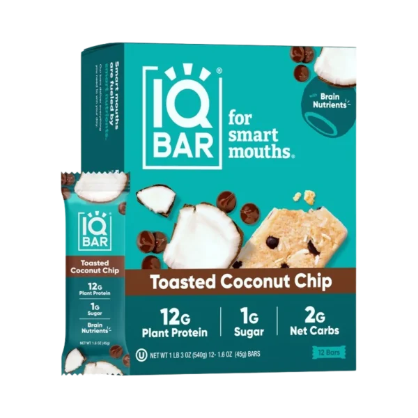 IQBAR Toasted Coconut Chip Body + Brain Proteinbar 45 g x 12