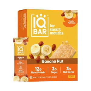 IQBAR Banana Nut Body + Brain Proteinbar - Eske med 12 Bars